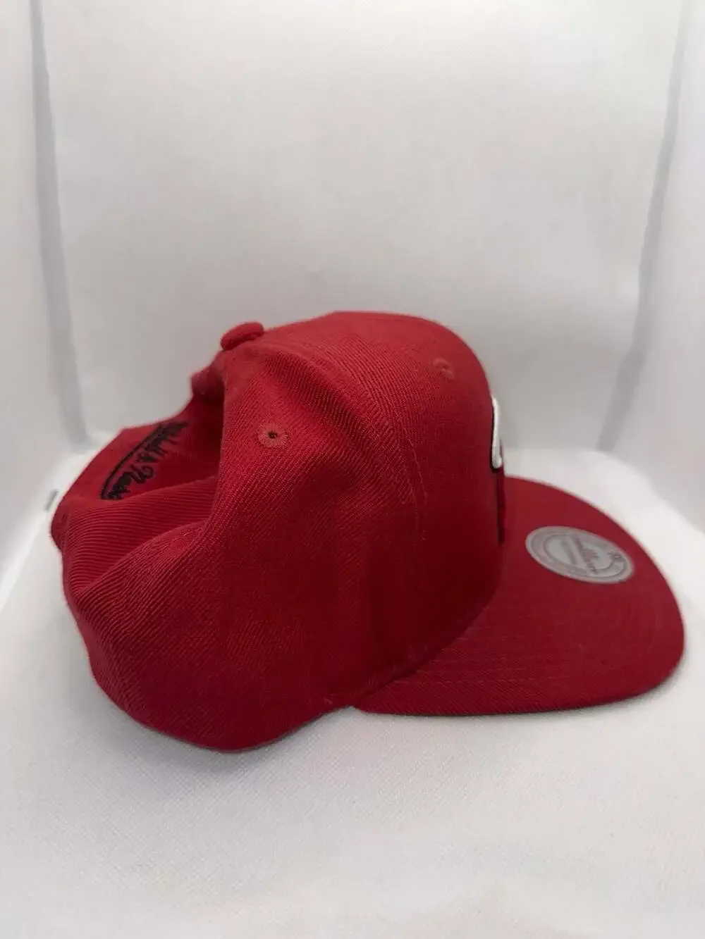 Mitchell & Ness Miami Heat Red Snapback Hat Green Underbrim Adjustable